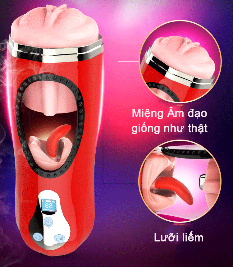 Cốc thủ dâm tỏa nhiệt, rung liếm cu cực phê
