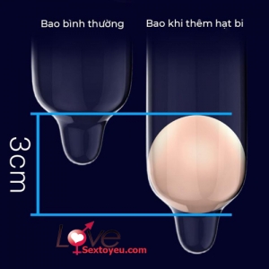 Bao cao su Olo siêu mỏng có 2 hạt bi 3cm và 1.5cm giúp tăng kích thước  