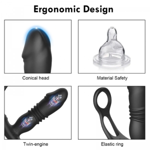 Dương vật rung thụt hậu môn kèm vòng đeo cu điều khiển xa 